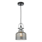 RHO0110 Single Pendant Polished Chrome Smoked Glass