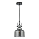 Single Pendant Polished Chrome Smoked Glass