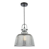 RHO8610 Single Large Pendant Polished Chrome Smoked Glass