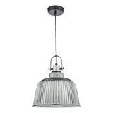Single Large Pendant Polished Chrome Smoked Glass