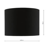 Black Cotton Drum Shade 24Cm