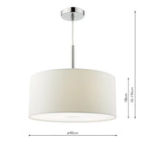 3Lt Pendant With White Shade And Diffuser 40Cm