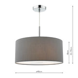 3Lt Pendant With Slate Grey Shade And Diffuser 40Cm