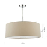 3Lt Pendant With Ecru Shade And Diffuser 60Cm