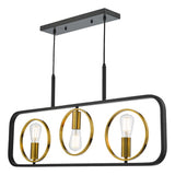 RYO0354 3 Light Bar Pendant Satin Black Antique Gold
