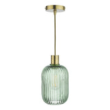 Easy Fit Pendant Green Ribbed Glass