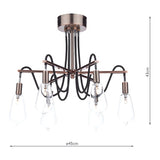 6 Light Semi Flush Copper