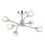 SEA0646 6Lt Semi Flush Satin Chrome & Sculptured Glass