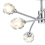 6Lt Semi Flush Satin Chrome & Sculptured Glass