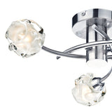 3 Light Flush Satin Chrome Glass