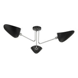 3 Light Semi Flush Matt Black Polished Chrome