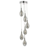 SET6410 6 Light Cluster Pendant Polished Chrome Smoked Glass
