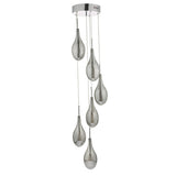 6 Light Cluster Pendant Polished Chrome Smoked Glass