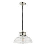 1 Light Single Pendant Antique Chrome Clear Glass