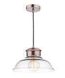 SIR0164 Dome Pendant Glass & Antique Copper