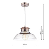 Dome Pendant Glass & Antique Copper