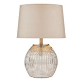 SON4232 Dual Light Table Lamp Antique Brass & Silver Glass