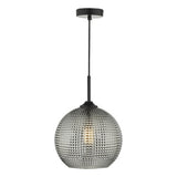 SOR0110 1 Light Pendant Black And Smoked Textured Glass