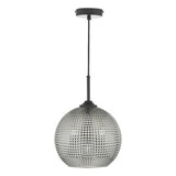 1 Light Pendant Black And Smoked Textured Glass