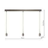 3 Light Satin Chrome E27 Suspension With Clear Cable
