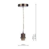 1 Light Antique Chrome E27 Suspension With Clear Cable