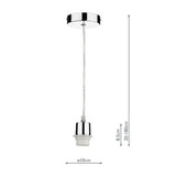 1 Light Polished Chrome E27 Suspension With Clear Cable