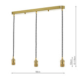 3 Light Bar Suspension Brass With Black Cable
