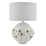 Table Lamp Gloss White & Gold With Shade