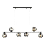 SPI6422-01 6 Light Bar Pendant Matt Black Smoked Glass