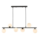 SPI6422-02 6 Light Bar Pendant Matt Black Opal Glass