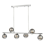 PI6450-01 6 Light Bar Pendant Polished Chrome Smoked Glass