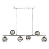 6 Light Bar Pendant Polished Chrome Smoked Glass