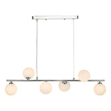 I6450-02 6 Light Bar Pendant Polished Chrome Opal Glass