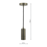 1 Light Knurled Antique Chrome E27 Suspension