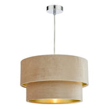 Easy Fit Tired Velvet Shade Taupe With Gold Lining