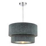 Easy Fit Tired Velvet Shade Dark Grey With Silver Lining