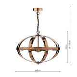 3 Light Pendant Petrol Copper