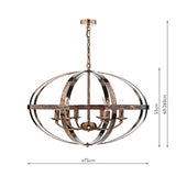 6 Light Pendant Petrol Copper