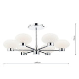 6 Light Semi Flush Polished Chrome