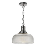 TAC0161 1 Light Pendant Antique Chrome Textured Glass