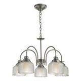 TAC0561 5Lt Pendant Antique Chrome & Textured Glass