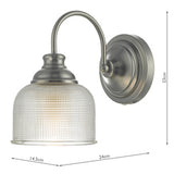Wall Light Antique Chrome & Textured Glass