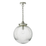 TAM0138 Pendant Satin Nickel & Ribbed Glass