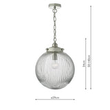 Pendant Satin Nickel & Ribbed Glass