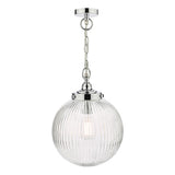 TAM0150-IP44 Bathroom Pendant Polished Chrome Ribbed Glass Ip44