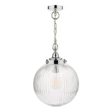 Bathroom Pendant Polished Chrome Ribbed Glass Ip44