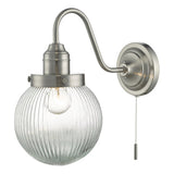 TAM0738 Wall Light Satin Nickel Ribbed Glass