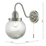 Wall Light Satin Nickel Ribbed Glass
