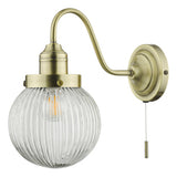 TAM0775 Wall Light Antique Brass Ribbed Glass