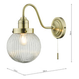 Wall Light Antique Brass Ribbed Glass